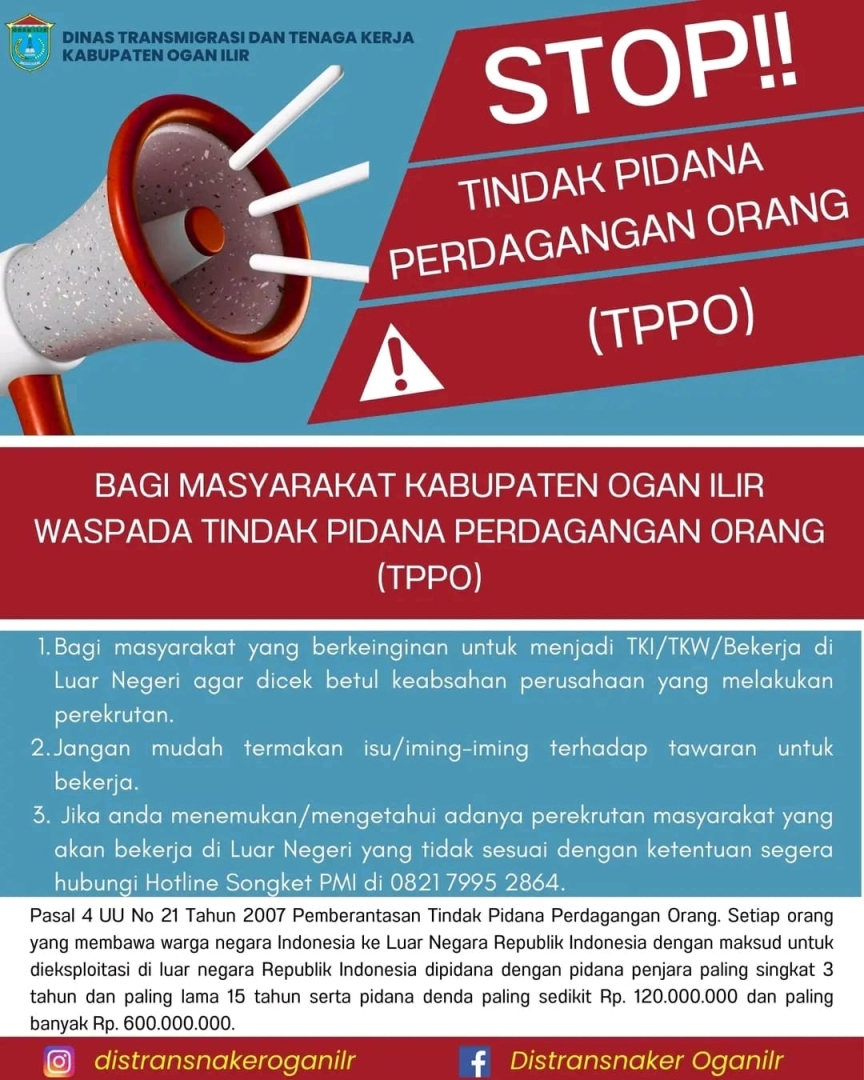 Pemerintah Ogan Ilir Menghimbau Waspada Tindak Pidana Perdagangan Orang (TPPO)